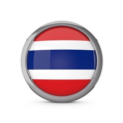 Obraz premium Thailand national flag in a glossy circle shape with chrome frame. 3D Rendering