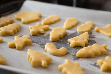 Fototapeta na wymiar Variety Of Cutout Cookie Shapes