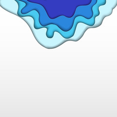 Abstract background with paper cut shapes. Vector volume design layout for business presentations, flyers, posters. Blue sea waves