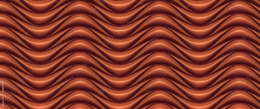 Aufkleber Chocolate wave band abstract surface pattern. 3d rendering