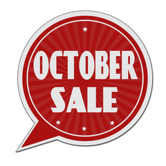 October sale red speech bubble label or sign on white background
