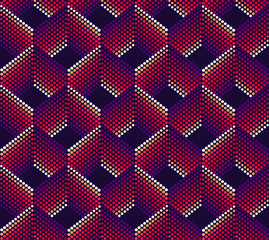 Abstract Geometric Seamless Pattern with Colorful Dots. Modern Vector Background without Transparency.