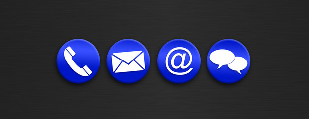 Contact us icons on blue butons