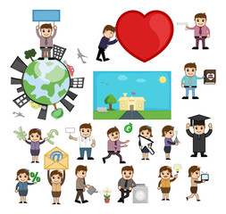 Various Cartoon Graphics of Business and Professions