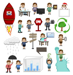 Travel and Business Graph Related Cartoon Graphics