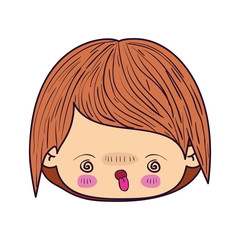 colorful caricature kawaii face little boy with facial expression furious vector illustration