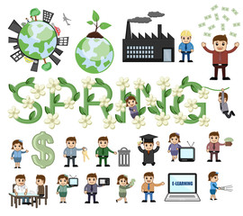 Environmental Cartoon Graphics Set