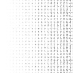 Binary code halftone background. Zero and one abstract symbols. Coding programming concept vector illustration