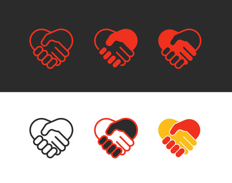 Shaking hands vector icons collection