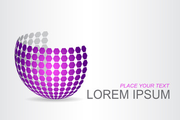 Logo stylized spherical surface with abstract shapes