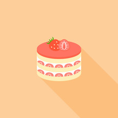 strawberry layer cheese cake in flat design
