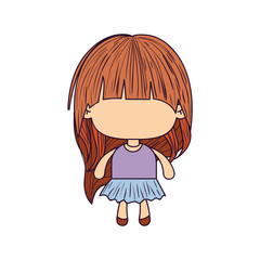 colorful caricature of faceless little girl with long hair vector illustration