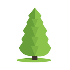 Stylized low poly polygon green Christmas tree vector illustration