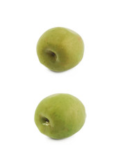 Single green olive isolated