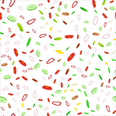 Seamless Pattern Collection mix of fresh sliced vegetable, organic healthy food for cooking background vector illustration