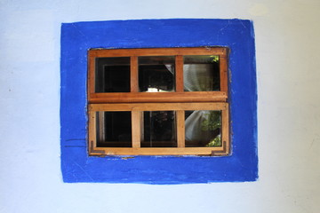 Obraz premium Window in Dimitrie Gusti National Village Museum in Bucharest, Romania 