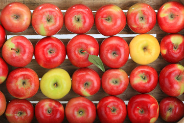 apple, red, yellow