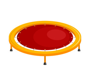 Bright children's trampoline on a white background. Sport equipment rubber trampoline on a white background. Vector illustration