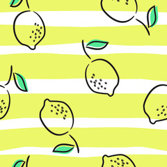 seamless striped pattern with lemon