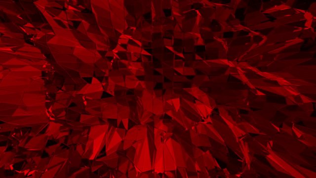 Dark red low poly waving surface as fashion background. Dark red polygonal geometric vibrating environment or pulsating background in cartoon low poly popular modern stylish 3D design..