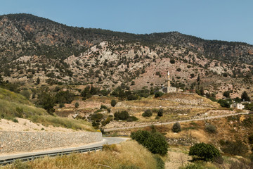 Fototapeta na wymiar islamic mosque on hill landscape