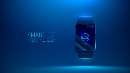 Smart watch. Smart technology. Cloud storage vector illustration