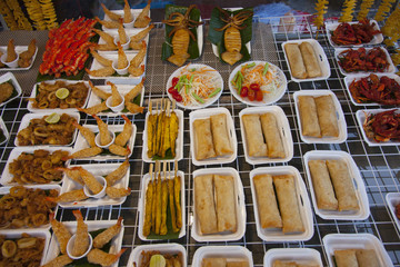 Variouse delicious asian street food
