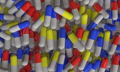 Different pills of background, 3d render