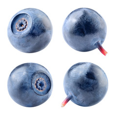 Blueberry. Fresh raw berries isolated on white background. With clipping path. Collection.