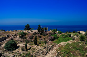 Fototapeta na wymiar Panorama view of Ancient Byblos ruin, Jubayl, Lebanon