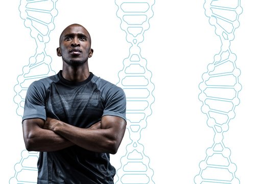 sporty with 3 blue dna chains