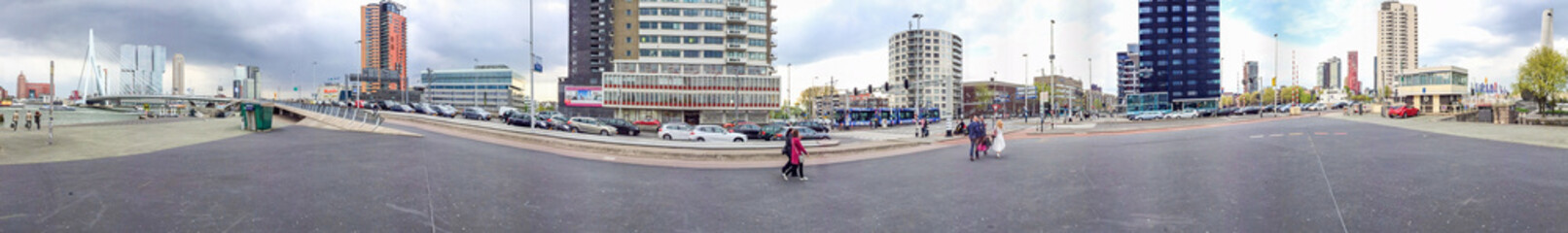 ROTTERDAM, THE NETHERLANDS - APRIL 2015: Tourists along city streets. Rotterdam is a major tourist...