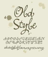 Vector handwritten calligraphic font. Old style