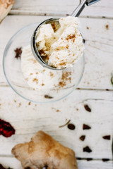 Delicious summer dessert - ginger ice cream on white