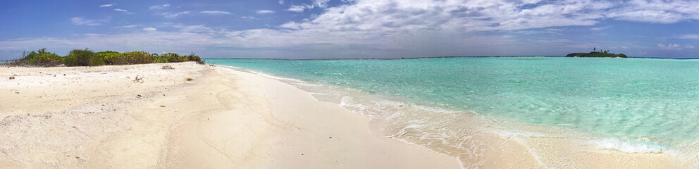 Panoramic view of beautiful maldivian beach