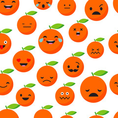 Seamless background with Orange emotions. Vector illustration.
