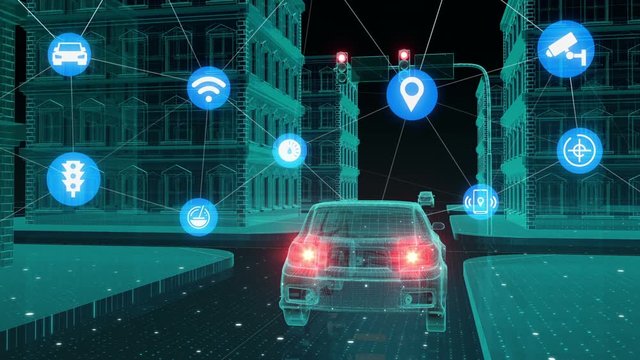 IoT car connect traffic information control system, Internet of things concept.