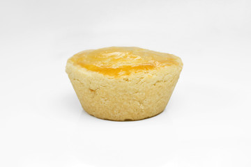 One traditional Brazilian mini chicken pie called empada in white background