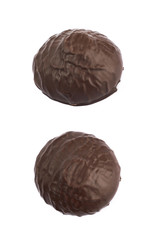 Marshmallow covered in chocolate isolated