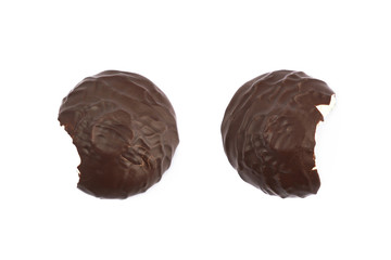 Marshmallow covered in chocolate isolated