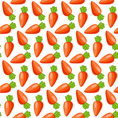 Seamless background of cute orange carrots. Pattern