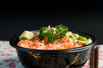 japanese food Salmon Sashimi Chirashi Rice Bowl