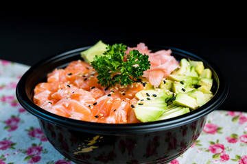 japanese food Salmon Sashimi Chirashi Rice Bowl