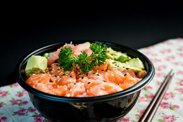 japanese food Salmon Sashimi Chirashi Rice Bowl