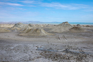 Mud volcano at Gobustan national park. Azerbaijan