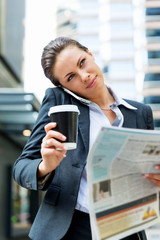 Portrait of business woman smiling outdoor