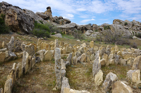 Ancient labyrinth in Gobustan national park. Azerbaijan