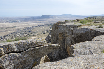 Mountain landscape in Gobustan. Azerbaijan