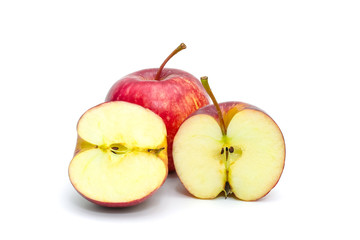 Isolated red apple sliced on white background