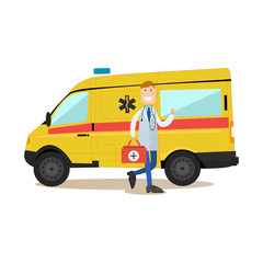 Ambulance staff concept vector illustration in flat style